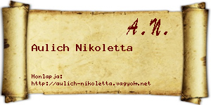 Aulich Nikoletta névjegykártya